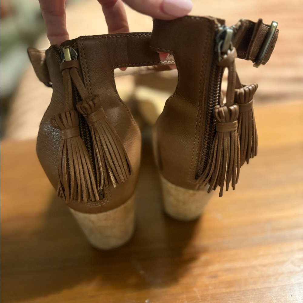 UGG Tan Heeled Boots with Tassels